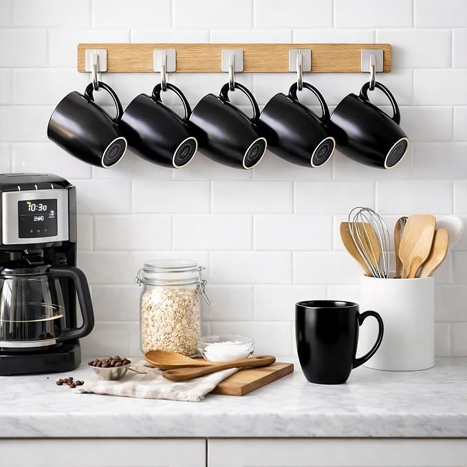 AmorArc 12oz Coffee Mugs Set of 6, Large Coffee Mugs for Men Women Dad Mom, Ceramic Coffee Cups with Large Handle for Tea/Latte/Cappuccino/Cocoa. Dishwasher&Microwave Safe, Matte Black - Image 8