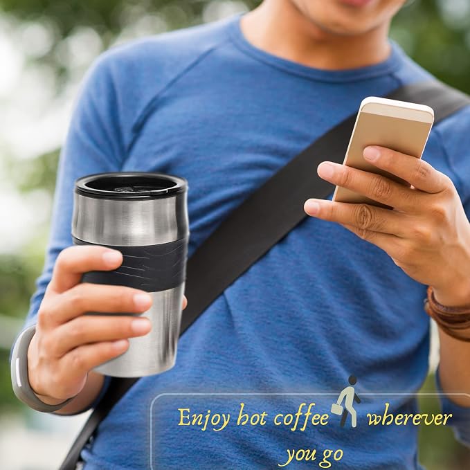 Mixpresso Single Serve & Single Cup Coffee Maker with 14oz Travel Mug Black | For ground coffee only, reusable filter, auto shut off. Compact personal drip coffee maker, not compatible with K-Cup pods. - Image 9