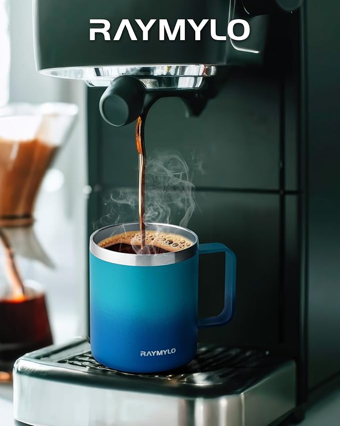 RAYMYLO Insulated Coffee Mug 12 oz, Spill-Proof & Detachable Slider Lid | Double Wall Stainless Steel with Thorough Clean Lid & Handle, Cold for 9 Hrs, Suitable for Camp Home Office - Image 7