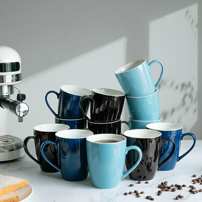 BTaT- Porcelain Coffee Mugs Set, 16 Ounces, 4 Pack, Turquoise Ceramic Coffee Mugs with Handle, Restaurant Cups for Mocha, Tea, Cappuccino, Cocoa, Cereal, Mug Gift Set, Dishwasher and Microwave Safe - Image 8
