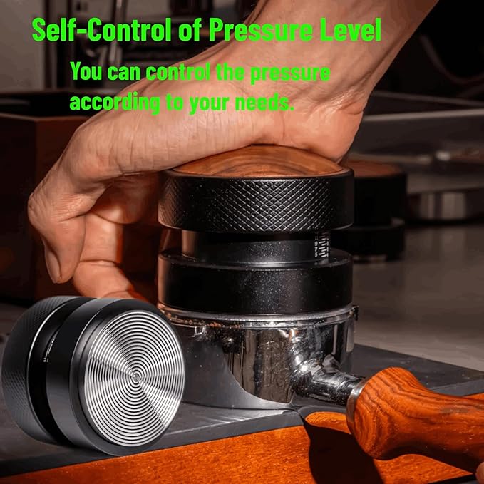 Espresso Tamper for 58mm Coffee Tamper,Self-Adjusting Gravity Tamper,WDT Tool with Clear Memory Scale,Stainless Steel Walnut Tamper for Espresso Coffee Machine Accessories,for Home,Office & Coffee Bar