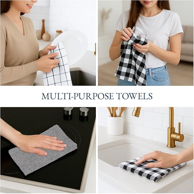 LANE LINEN Kitchen Dish Towels Set of 12 – 18”x28” Soft & Quick-Drying Hand and Tea Towels, Premium Decorative Kitchen Towel – Black - Image 9
