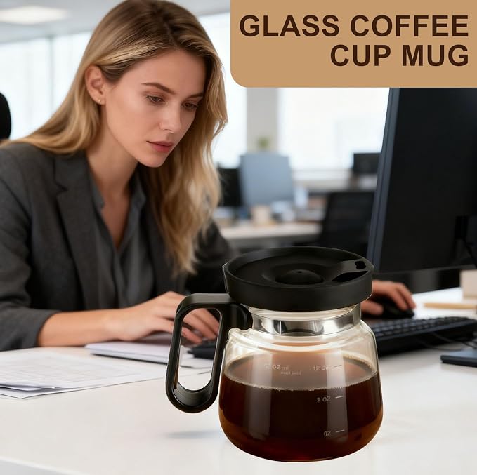 Coffee Pot Mug, 16 Oz Glass Coffee Mug - Coffee Pot Style, Portable, Mini Small Capacity Clear Cup With Handle And Spill Proof Lid, For Hot Teas, Hot Chocolate Etc. - Image 7