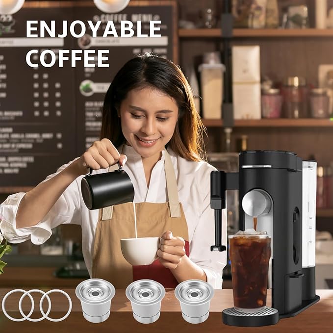 Reusable K Cups for Ninja Coffee Maker PB041 PB051 CFP101,304 Stainless Steel K Cups Filter,Reusable Coffee Pod Compatible with Ninja Single Serve & Dual Brew Coffee Maker,Eco-Friendly,BPA-Free,3PCS.