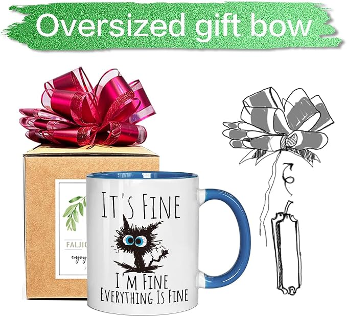 FALJIOK Funny Cat Coffee Mug Gifts for Cats Lover, It's Fine I'm Fine Everything Is Fines Coffee Mug 11oz, Novelty Mugs Gift for Women Man, Cats Lover Birthday Christmas Gifts (blue cat) - Image 5