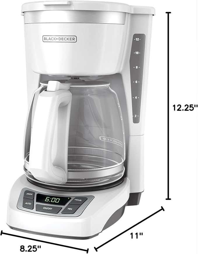 BLACK+DECKER CM1160W-1 CM1160W 12-Cup Programmable Coffeemaker, White/Stainless Steel - Image 6