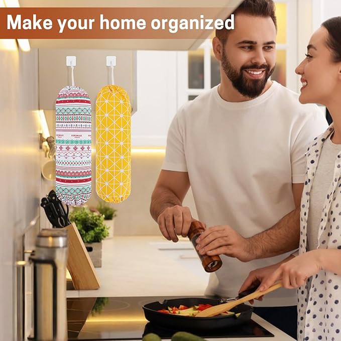 SWISSELITE Reusable Plastic Bag Organizer, Wall Mount Grocery Bag Storage Dispenser, 22x9 IN - Image 7