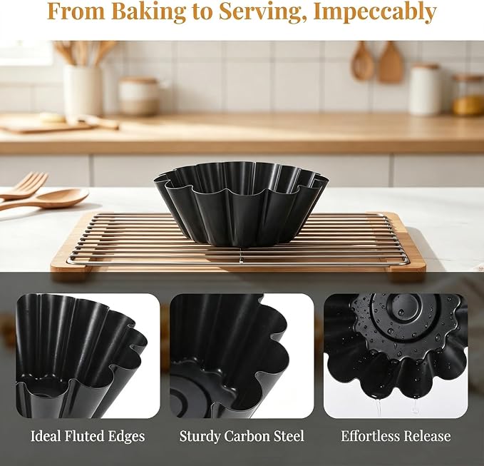 ibasenice Egg Tart Mold: Metal Flower Shaped Egg Tart Pans, Cupcake Cake Muffin Mold Tin Pan, Reusable Baking Tool for Quiche Bakeware, Cheese Cakes, Pies - Image 9