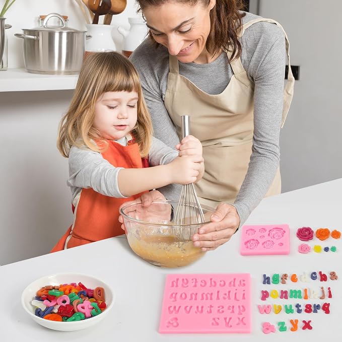 MUYIYAMEI Letter Silicone Mold Alphabet Number Molds Rose Heart Shape Cake Mould for Gummy Baking Candy Making Chocolate Molds Sugar for DIY Crafts Candy Desserts Cupcake Decoration - Image 7