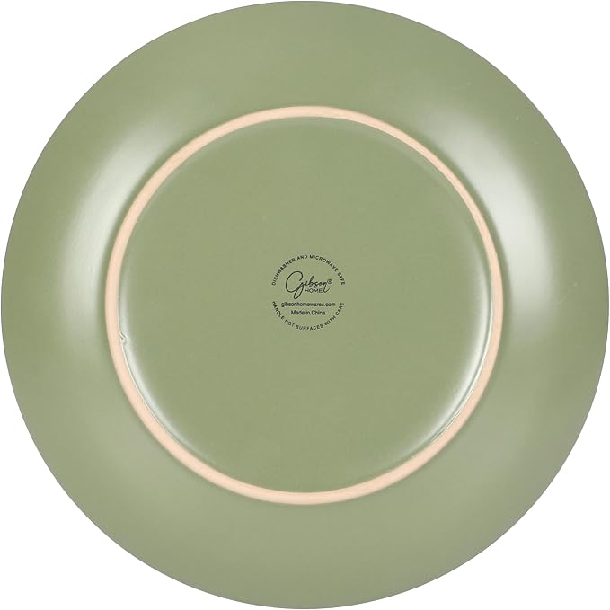 Gibson Home Queenslane 16-Piece Matte Green Stoneware Dinnerware Set β Double Bowl Plates and Bowls, Durable Kitchen Dinner Set - Image 9