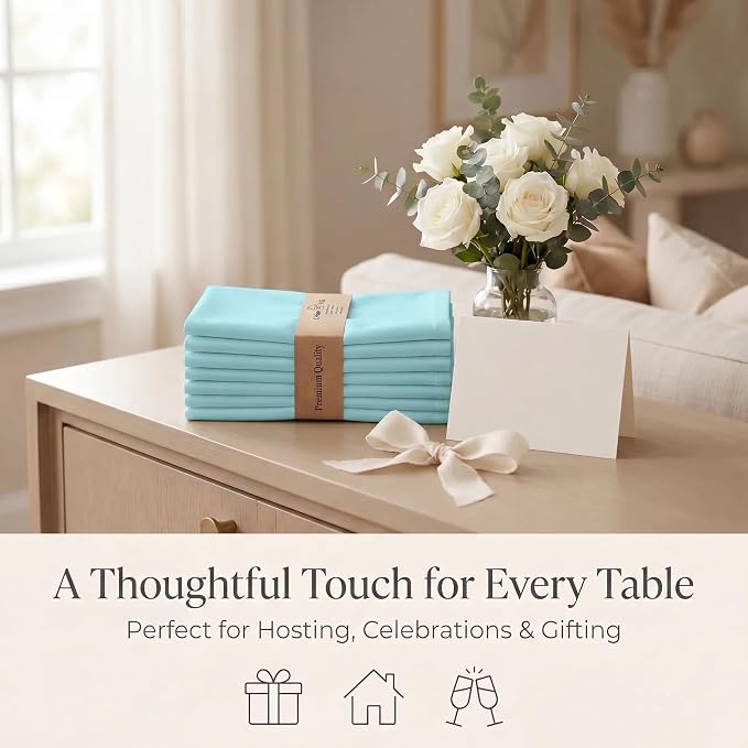 Urban Villa Cloth Napkins Cotton 20x20 (Set of 12) Aqua - Image 9
