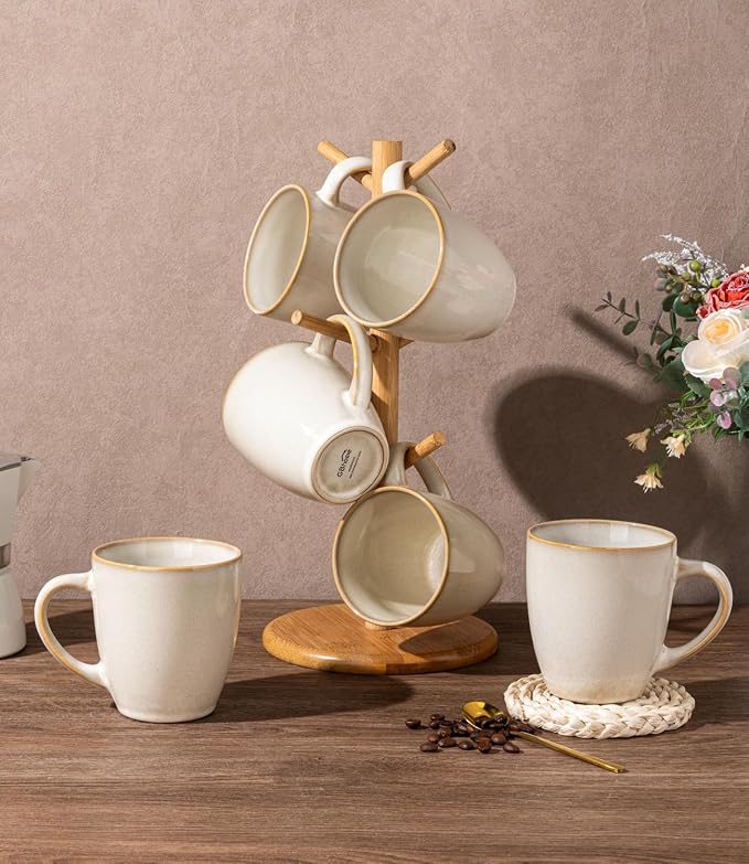 GBhome 12OZ Coffee Mugs Set of 4, Stoneware Coffee Mugs Set, Dishwasher & Microwave Safe - Image 8