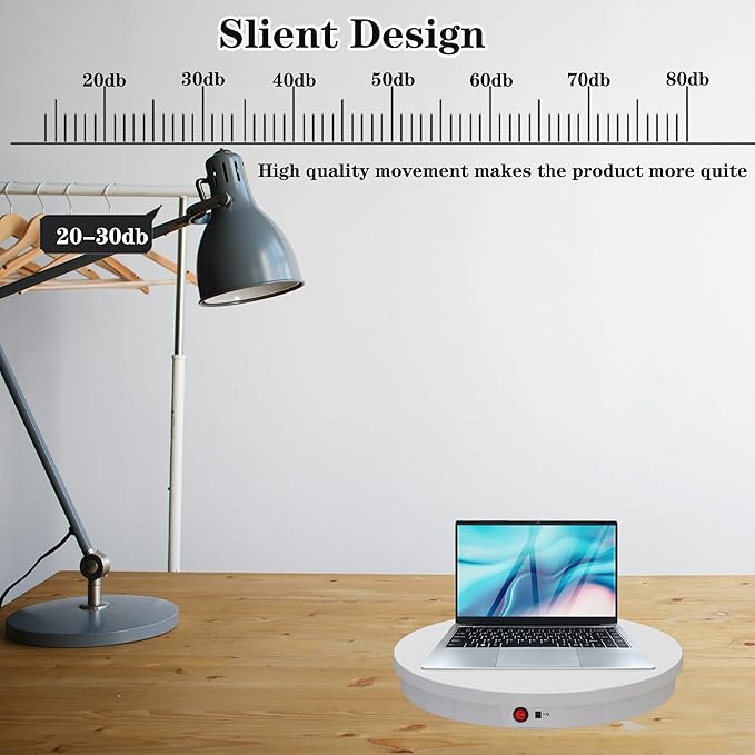JAYEGT Motorized Rotating Display Stand, 350Lbs Load,360 Degree Electric Rotating Potography Turntable for Products Display,Live Show, Remote Control +5 Colors Backgrounds (White / 20.5inch /Wired)
