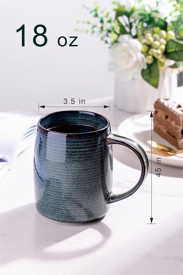 GBHOME Large Coffee Mugs Set of 4, 18oz Handmade Ceramic Coffee Mugs Set with Gradient color for Latte/Tea/Beer/Hot Cocoa, Dishwasher & Microwave Safe, Space blue - Image 8