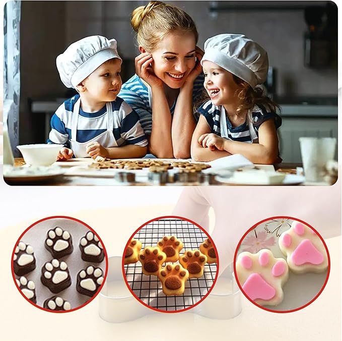 Dog Treat Molds, Dog Paw and Bone Shaped Silicone Molds,3 Packs Stainless Steel Cookie Cutter,for Chocolate, Candy, Jelly, Ice Cube, Dog Treats - Set of 11