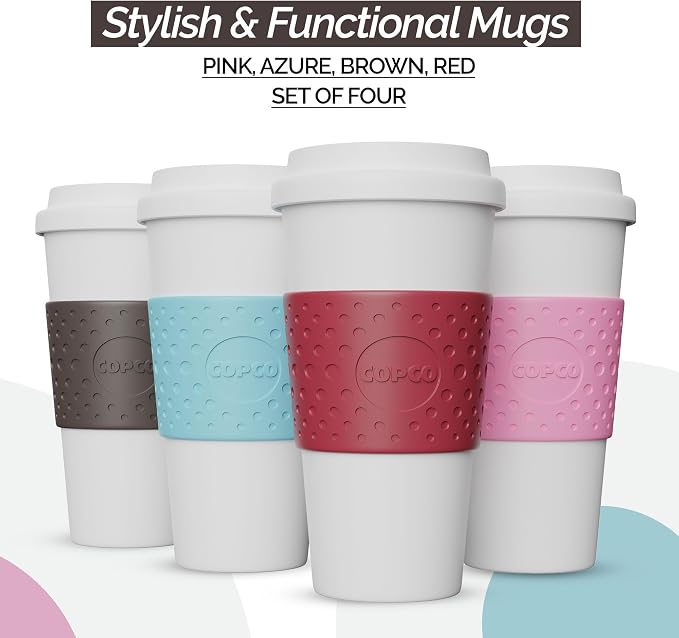 Copco Acadia Travel Mug, 16 Oz - Pink, Azure, Brown, Red, Set of 4 - Image 8
