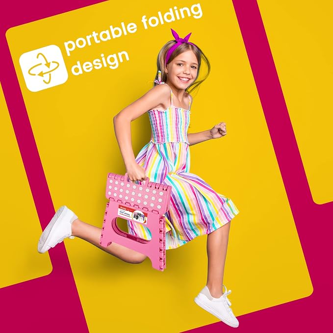 ACSTEP 11" Folding Step Stool for Kids, Holds 300 lb Foldable Stools, Pink | Heavy Duty Collapsible Foot Stool, Lightweight with Built-in Handle, Non-Slip for Adults Kitchen Bathroom Bedroom Outdoor - Image 7