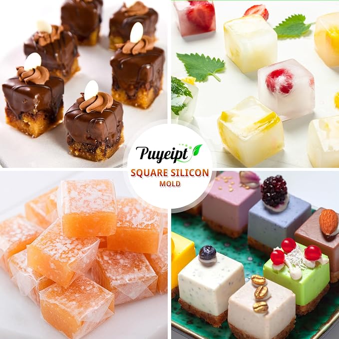 Puyeipt Mini Square Silicone Chocolate Molds, 2 Pack, 30 Cavities | 1.4" x 1.4" x 1" Candy Baking Molds for Cake, Candy, Jello, Truffle, Brownie, Soap, Ice Cream - Image 7