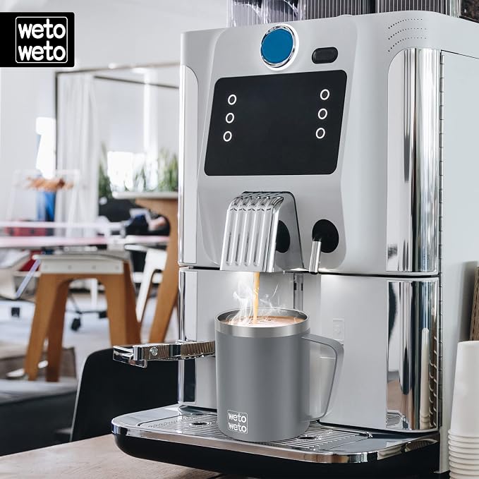 WETOWETO 14 oz Coffee Mug, Vacuum Insulated Camping Mug with Lid, Double Wall Stainless Steel Travel Tumbler Cup, Coffee Mugs Outdoor, Powder Coated Cool Grey - Image 5