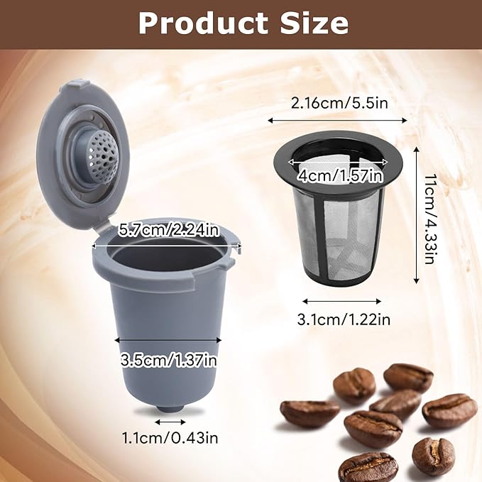 KEEPOW 2PCS Reusable Filter Cup for Cuisinart Coffee Maker Filter Replacement Parts, Reusable Coffee Filters for Cuisinart Single Serve Coffee Maker for HomeBarista Reusable Filter Cup