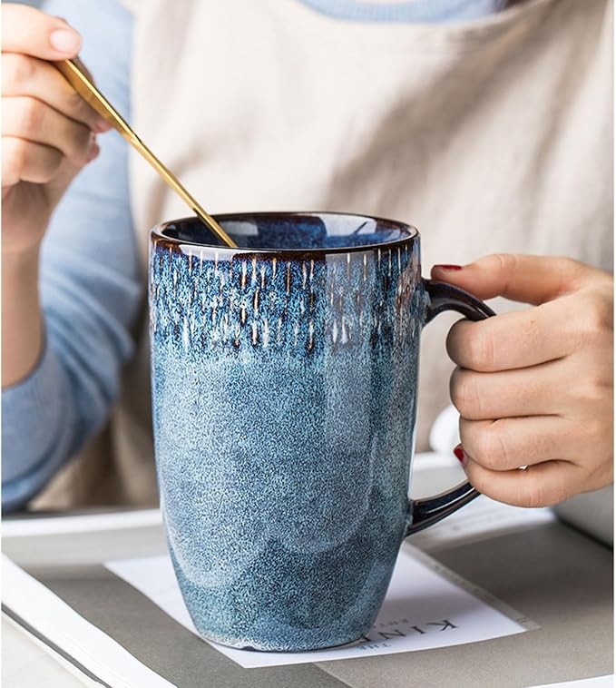 Large Ceramics Coffee Mugs,21 OZ,Large Handle Design,Extra Large Tea and Coffee Cup for Office and Home,Microwave And Dishwasher Safe(Color:21 oz blue) - Image 7