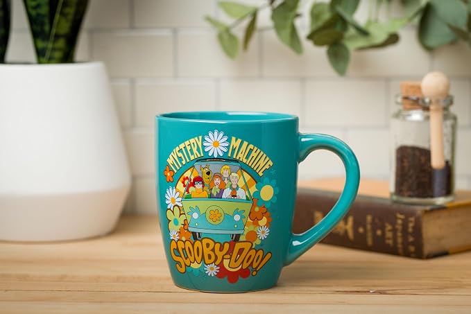 Silver Buffalo Scooby Doo Group Mystery Machine Flowers, Ceramic Mug, 25oz | Jumbo Curved, 0.74 Liters - Image 5