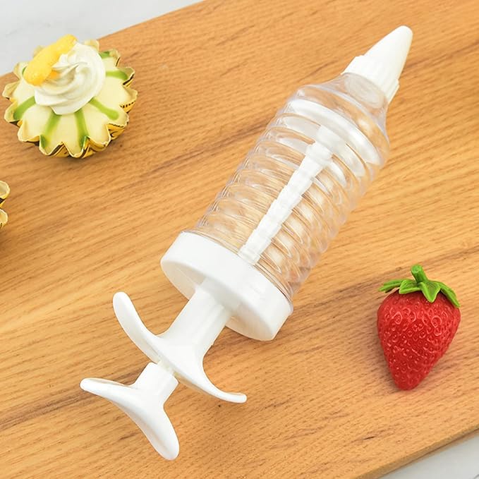 1Pc White Pipe Nozzles with Syringe,8pcs Plastic Cream Baking Piping Nozzle Dispenser Icing Pastry Tips Tube Decoration Tool, for Cupcake and Cake,Decorating Tools