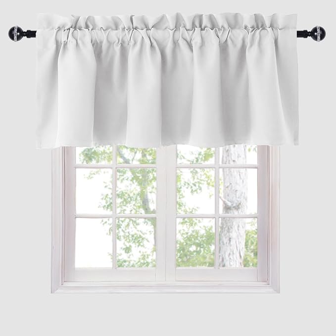 Hiasan Valance Curtains for Kitchen Rod Pocket Room Darkening Window Curtain Valance, 42 x 12 Inches Length, Greyish White, 1 Panel - Image 8