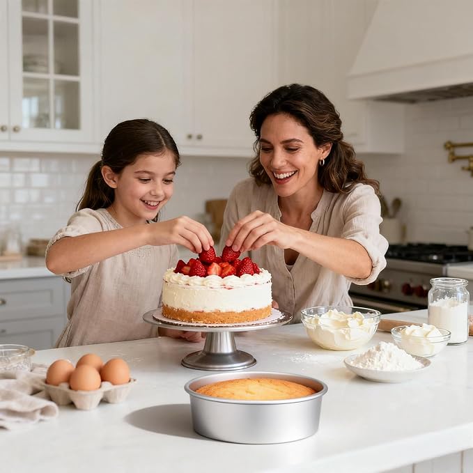 Beasea 10 Inch Cake Pans Set of 3, Large Aluminum Alloy Round Cake Pans for Baking, Layered Cakes Tin Mold for Wedding Birthday Party - Fixed Bottom - Image 7