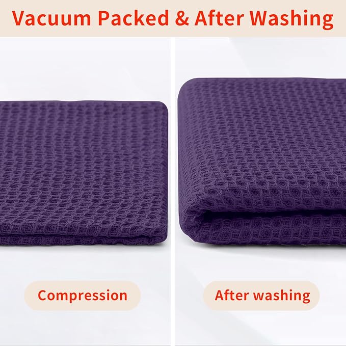 Homaxy 100% Cotton Waffle Weave Kitchen Dish Cloths 6-Pack, Eggplant | 12 x 12 Inches, Ultra Soft Absorbent Dish Towels, Quick Drying Dish Rags with Hanging Loop - Image 8