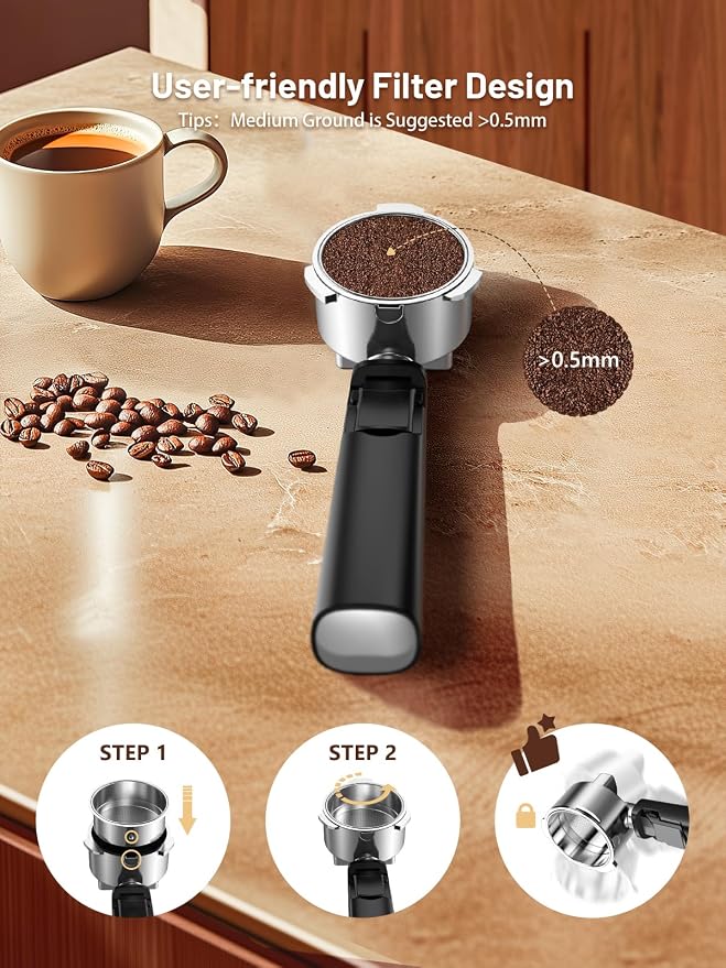 KEENSTAR 20 Bar Espresso Machine with Rapid Cold Brew, Compact Coffee Maker for Hot and Cold Cappuccino, Latte, Stainless Steel, 1200ml Removable Water Tank - Image 8