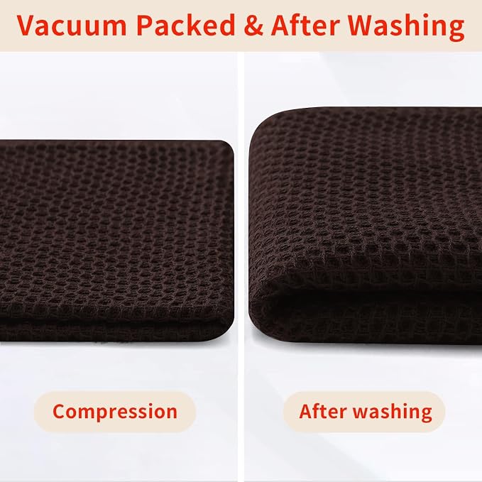 Homaxy 100% Cotton Waffle Weave Kitchen Dish Towels 12-Pack, Dark Brown | 13 x 28 Inches, Ultra Soft Absorbent Dish Towels, Quick Drying Cleaning Towels - Image 8