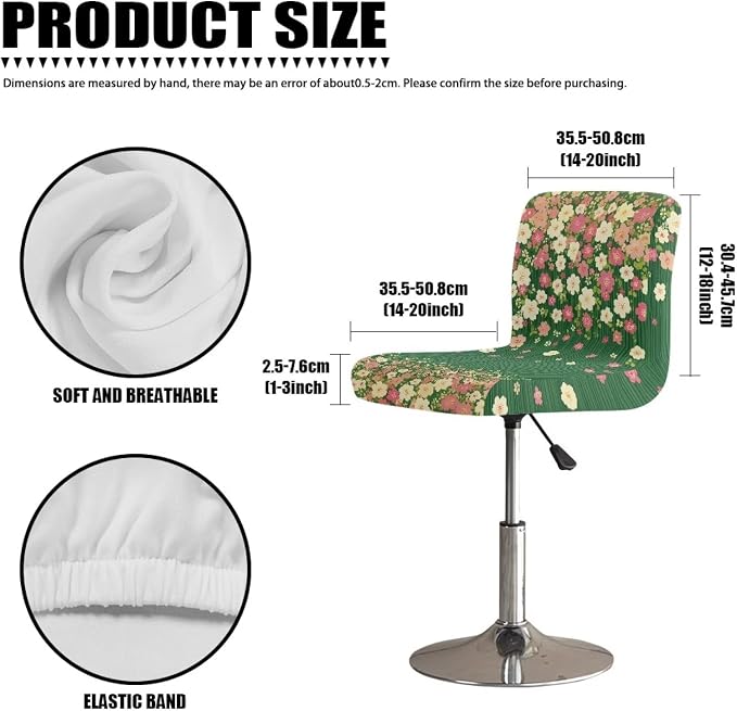 Colorful Floral Green Bar Chair Seat Covers for Dining Room Decorative Covers Set of 2 Soft Barstool Chair Seat Cushion Slipcovers - Image 7