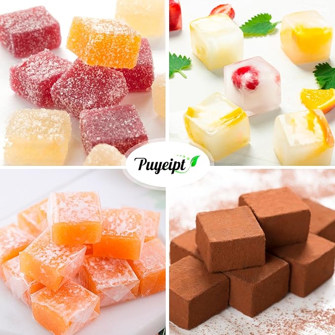 Puyeipt Mini Square Silicone Candy Molds, 2 Pack, 80 Cavities | Bite Size, Jello Molds, Mini Cube Molds for Caramel, Truffles, Ganache, Gummy, Chocolate, Ice Cube - Image 7