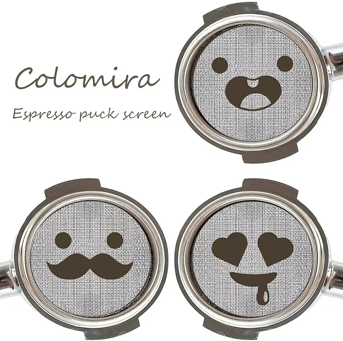 53.5mm Espresso Puck Screen 3-Pack, Lower Shower Screen, Metal Coffee Reusable Filter for 54mm Espresso Portafilter Basket, 1.7 Thickness(Cute Face)