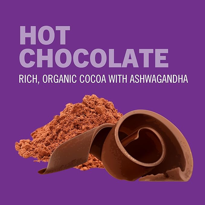 OM MUSHROOM SUPERFOOD Hot Chocolate Blend – Dutch Cocoa with Lion’s Mane, Reishi, Chaga & Turkey Tail – Supports Focus, Calm & Stress Relief – 2g Sugar, 25 Calories – 8.47 oz Canister (30 Servings)