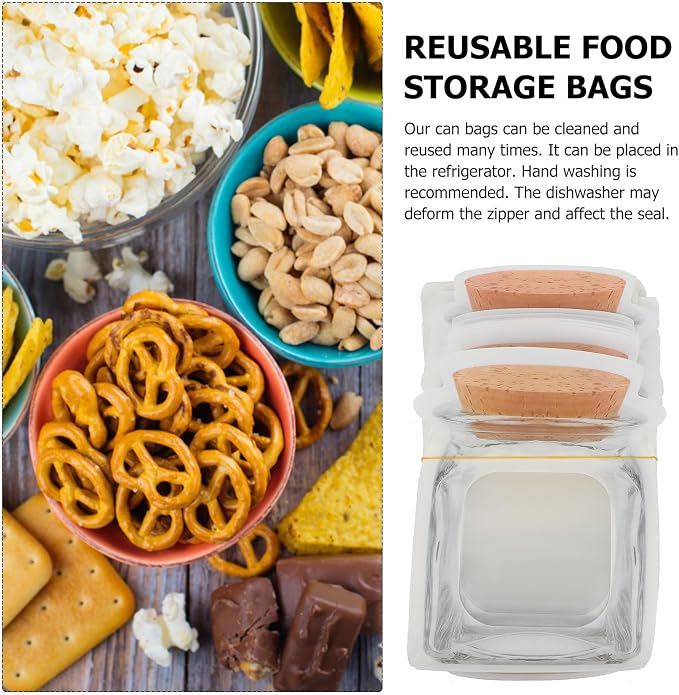 NOLITOY 100pcs Self-sealing Cookie Bags with Mason Jar Pattern, 14x20+3.5cm Bottle Wrapping Dessert Storage Bags for Snacks and Candy Packaging - Image 9