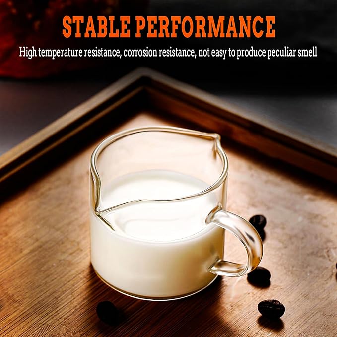 Glass Espresso Cups Set of 2, 4 OZ Double Spouts Cups, Espresso Coffee Bar Espresso Accessories