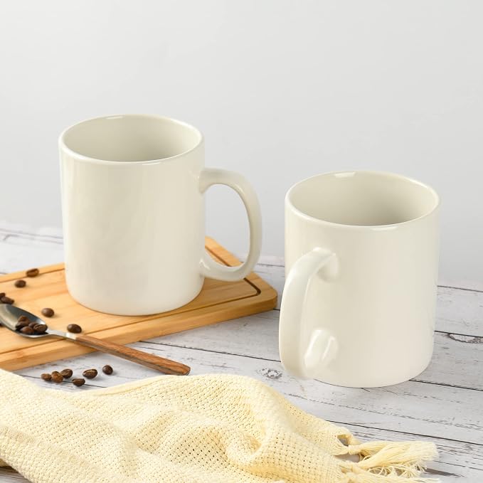 BYCNZB 30oz Super Large Ceramic Coffee Mugs Large Handles Set of 2 (Cream) - Image 5