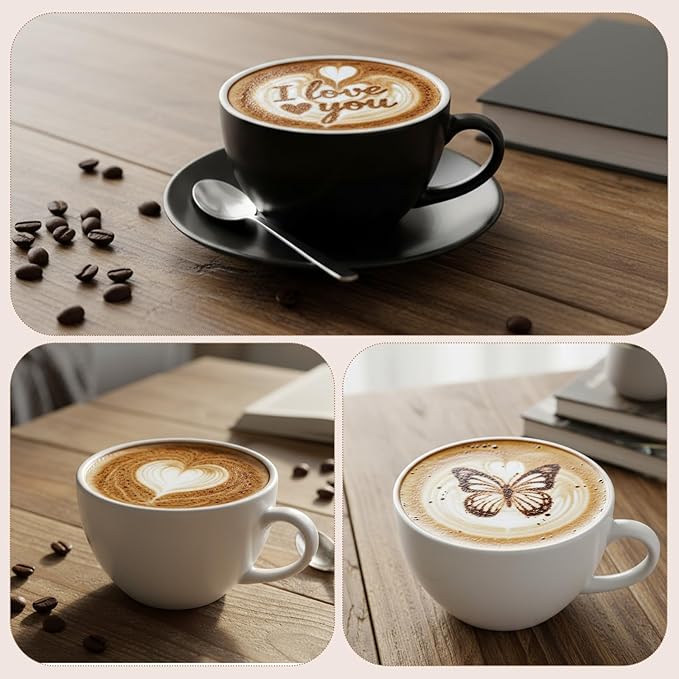 2PCS Latte Art Pen Set Coffee Drawing Tool with Wood Handle Latte Art Pen with Coffee ArtStencils Double-Ended Barista Accessories for CoffeeBar Creating Professional Espresso Tools Home Cafe