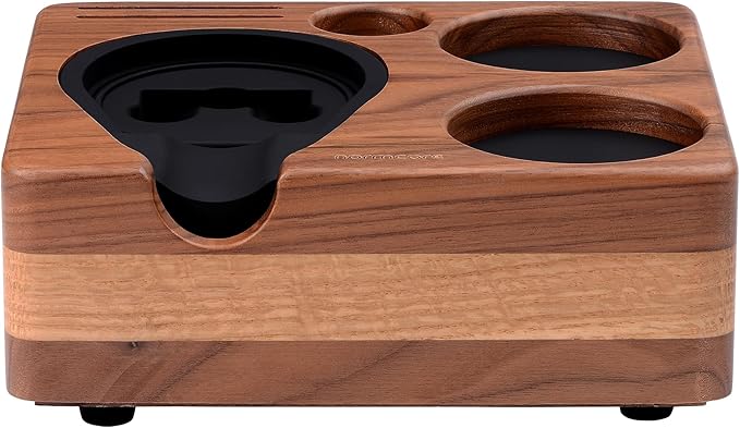 Normcore Compact Tamping Station, Espresso Tamper Station Base, Genuine American Walnut Tamper Holder, Portafilter Holder For 51mm 54mm Coffee Tamper, Distributor, Puck Screen, WDT and Portafilter