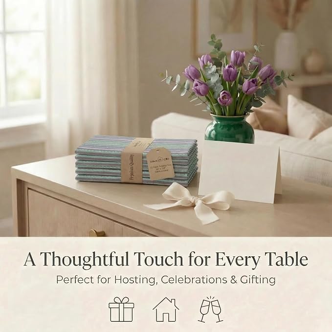 Urban Villa Cloth Napkins Cotton 20x20 (Set of 12) Multi Blue - Image 9