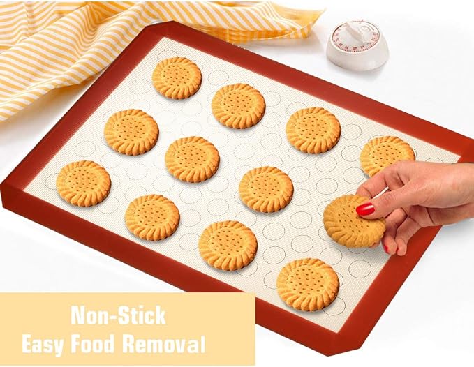 Wildone Baking Sheet with Silicone Mat Set, Stainless Steel Cookie Pan with Baking Mat, Size 16 x 12 x 1 Inch, Set of 4-2 Sheets + 2 Mats - Image 7