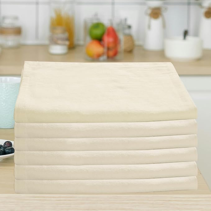 Urban Villa Kitchen Towels Cotton Dish Towels 27”x27” (Set of 12) Ivory - Image 6