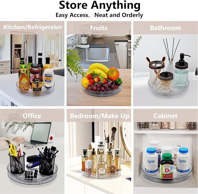 Amolliar Lazy Susan Organizer, 9" 2Pack, Rotating Turntable for Cabinet, Kitchen, Fridge, Bathroom, Vanity, Makeup, Pantry Organizer Storage, Spice Rack Container for Condiment, Under Sink Organizer - Image 7