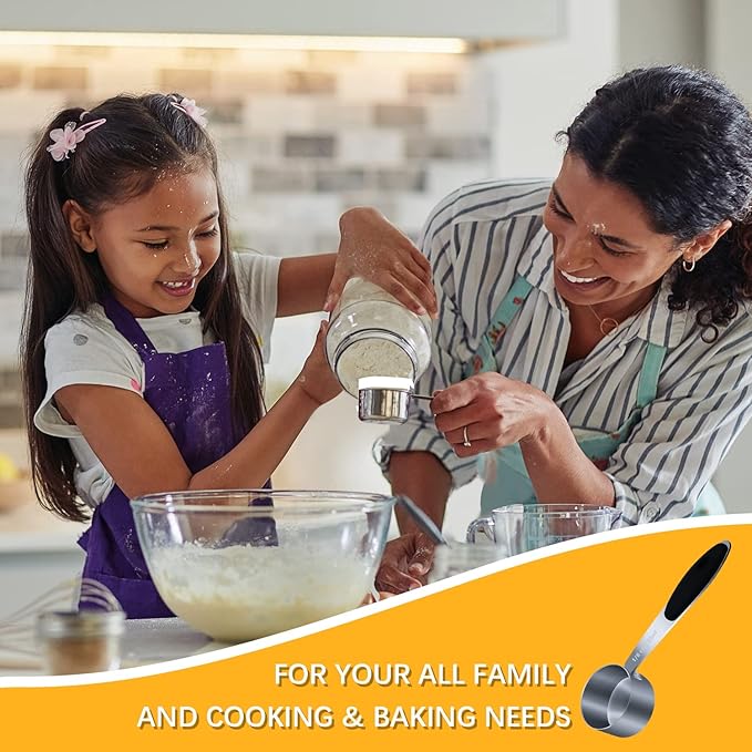1PCS 1/8Cup (30ml, 1oz) Single Measuring Cup with Black Silicone Grip, Stainless Steel Individual Measure Scoop Only