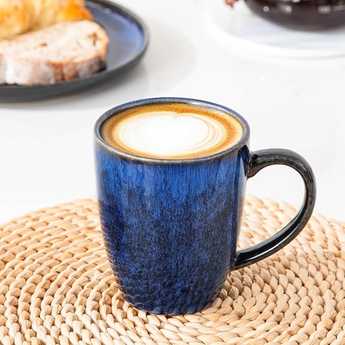 vancasso STARRY Ceramic Coffee Mug Set of 6, 12 Oz Tea Cups with Handle for Latte, Tea, Cappuccino, Milk, Cocoa, Microwave&Dishwasher Safe,Blue - Image 7