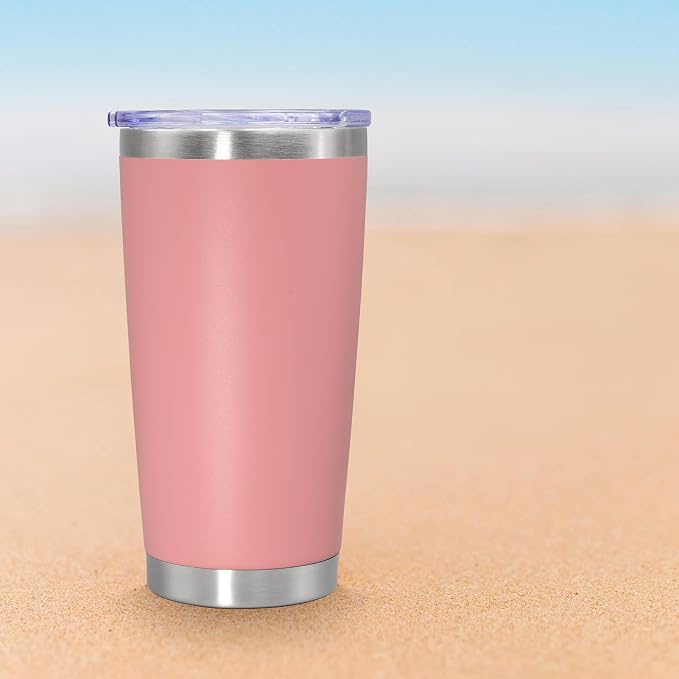 20oz Tumbler Insulated Coffee Tumblers with Lid Stainless Steel Pink 8P | 20 oz Tumblers Double Wall Insulated Vacuum 20oz Coffee Mug Leak Proof Tumblers with Lid Powder Coated - Pink 8 Pack - Image 9