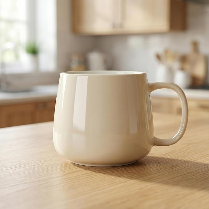 Teocera Coffee Mugs Set of 4-12oz Chip-Resistant Ceramic Cups with Ergonomic Handle | Dishwasher & Microwave Safe Cream Mugs | Keeps Beverage Hot, Perfect for Family Kitchen & Holiday Gifts - Image 8