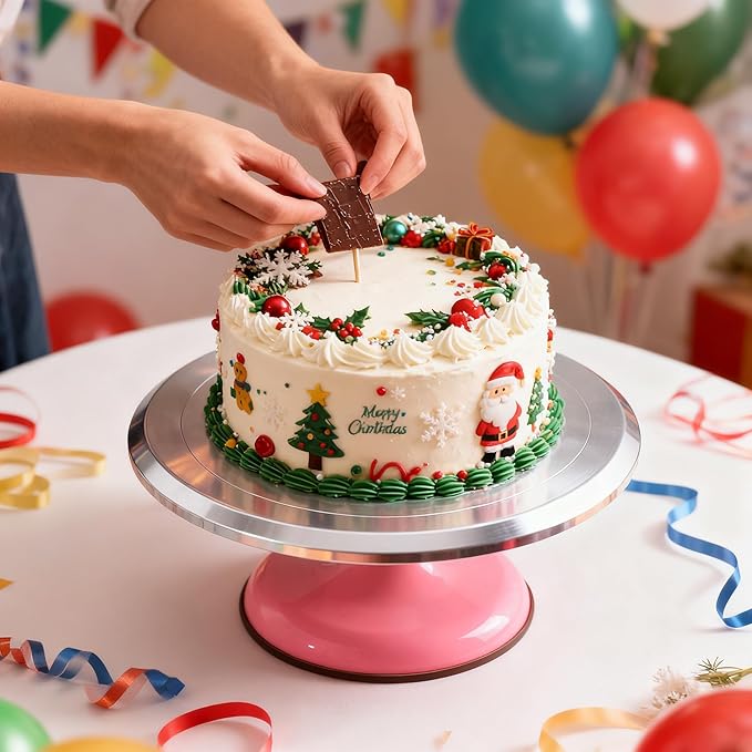 Fdit Cake Decorating Turntable, 10 Inch Silent Bearing Revolving Cake Stand Rounded Edges for Cake Decorating Supplies for Home ()